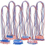 36PCS Fourth/4th of July Necklaces Beads: Patriotic Accessories Bulk Memorial Day Party Favors Decor Decorations-Star Uncle Sam Hats