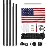 FFILY Heavy Duty 20 FT Flag Pole, 95HBW Hard Aerospace Aluminum, Unbending 100MPH Wind Resistance, In-Ground Flagpole Kit for Outside House