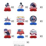 LOONELO Veterans Day Honeycomb Centerpieces, 9 PCS 3D Happy Verterans Day Table Toppers, Patriotic Red White Blue Table Decorations for Thank You Veterans, American National Holiday Home Party