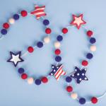 Labor Day Garland with Felt Balls Stars 8.2 FT,Veterans Day Red White and Blue Beaded Decoration, Rustic Patriotic Decor for Shelf Display, Fireplace, Wall (Star)