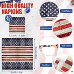 Funnymoom 100 Pcs Retro Patriotic Independence Day Party Supplies Stars and Stripes 7 Inches Disposable Paper Plates and 13 Inches Napkins for 4th of July American Memorial Day Decorations, Serves 50