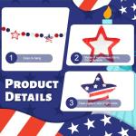 Labor Day Garland with Felt Balls Stars 8.2 FT,Veterans Day Red White and Blue Beaded Decoration, Rustic Patriotic Decor for Shelf Display, Fireplace, Wall (Star)