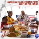 Funnymoom 100 Pcs Retro Patriotic Independence Day Party Supplies Stars and Stripes 7 Inches Disposable Paper Plates and 13 Inches Napkins for 4th of July American Memorial Day Decorations, Serves 50