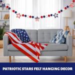Labor Day Garland with Felt Balls Stars 8.2 FT,Veterans Day Red White and Blue Beaded Decoration, Rustic Patriotic Decor for Shelf Display, Fireplace, Wall (Star)
