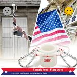House Flag Pole With American Flag - Flagpoles Residential Kit with 5ft Tangle Free Metal Flag Pole,3x5 Embroidered US Flag,Holder Bracket,Heavy Duty Flag Poles for Outside House,Porch,Outdoor-White