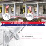 House Flag Pole With American Flag - Flagpoles Residential Kit with 5ft Tangle Free Metal Flag Pole,3x5 Embroidered US Flag,Holder Bracket,Heavy Duty Flag Poles for Outside House,Porch,Outdoor-White