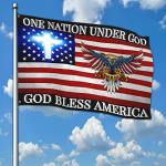 One Nation Under God Jesus Flag 3x5 Ft Outdoor God Bless America Flag Double Sided Mirror Printing American Eagle Christian Flags for House Yard Sign Patriotic Banner Decor