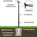 KBLOONG 25FT Black 11‑Gauge Heavy Duty Aluminum Flagpole Kit with Solar Light, 3x5 Embroidered Nylon USA Banner,Outside House In‑Ground, 120MPH Wind Rated