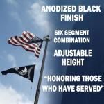 KBLOONG 25FT Black 11‑Gauge Heavy Duty Aluminum Flagpole Kit with Solar Light, 3x5 Embroidered Nylon USA Banner,Outside House In‑Ground, 120MPH Wind Rated