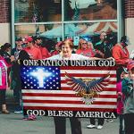 One Nation Under God Jesus Flag 3x5 Ft Outdoor God Bless America Flag Double Sided Mirror Printing American Eagle Christian Flags for House Yard Sign Patriotic Banner Decor