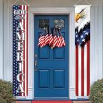 11th of November God Bless America Patriotic Eagle Porch Banner Veterans' Day Decoration Memorial Day American Flag Stars Stripe Front Door Decorative Hanging Welcome Banner Home Outdoor Yard Decor