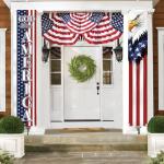 11th of November God Bless America Patriotic Eagle Porch Banner Veterans' Day Decoration Memorial Day American Flag Stars Stripe Front Door Decorative Hanging Welcome Banner Home Outdoor Yard Decor
