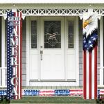 11th of November God Bless America Patriotic Eagle Porch Banner Veterans' Day Decoration Memorial Day American Flag Stars Stripe Front Door Decorative Hanging Welcome Banner Home Outdoor Yard Decor