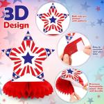 Spiareal 10 Pcs Veterans Day Honeycomb Centerpieces 3D Patriotic Centerpiece Memorial Day Red White Blue American Flag Star Table Decor for Home Office Party Decor Supplies Indoor 4th of July