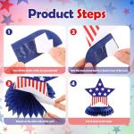 Spiareal 10 Pcs Veterans Day Honeycomb Centerpieces 3D Patriotic Centerpiece Memorial Day Red White Blue American Flag Star Table Decor for Home Office Party Decor Supplies Indoor 4th of July