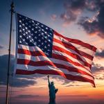 American Flag for Outside 4x6 FT, Deluxe Heavy Duty Spun Polyster, TearProof and Waterproof Super Tough Series, All Weather High Wind USA US Flag with Embroidered Stars, Sewn Stripes, Brass Grommets