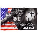 FLAGWIX 3x5 Patriotic American Flags for Outside, One Nation Under God American Jesus Flag - Double Sided, Heavy Duty Canvas, Fade Resistant - Home Decor Indoor, Outdoor Decor Flag with Grommets