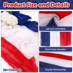 RunNico 2 PCS 4th of July Cheese Cloth Table Runner- 120 x 38 Inch Rustic Red White and Blue Gauze Table Cloth- Patriotic Memorial Day Cheesecloth Table Runners for Independence Day Dining Table Decor