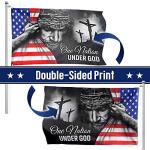 FLAGWIX 3x5 Patriotic American Flags for Outside, One Nation Under God American Jesus Flag - Double Sided, Heavy Duty Canvas, Fade Resistant - Home Decor Indoor, Outdoor Decor Flag with Grommets