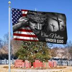 FLAGWIX 3x5 Patriotic American Flags for Outside, One Nation Under God American Jesus Flag - Double Sided, Heavy Duty Canvas, Fade Resistant - Home Decor Indoor, Outdoor Decor Flag with Grommets