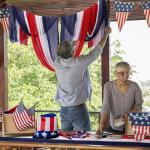 RunNico 2 PCS 4th of July Cheese Cloth Table Runner- 120 x 38 Inch Rustic Red White and Blue Gauze Table Cloth- Patriotic Memorial Day Cheesecloth Table Runners for Independence Day Dining Table Decor