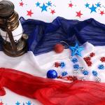 RunNico 2 PCS 4th of July Cheese Cloth Table Runner- 120 x 38 Inch Rustic Red White and Blue Gauze Table Cloth- Patriotic Memorial Day Cheesecloth Table Runners for Independence Day Dining Table Decor