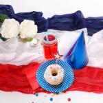 RunNico 2 PCS 4th of July Cheese Cloth Table Runner- 120 x 38 Inch Rustic Red White and Blue Gauze Table Cloth- Patriotic Memorial Day Cheesecloth Table Runners for Independence Day Dining Table Decor