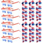 YosiMing Patriotic Red White and Blue Flower Leis and Star Sunglasses for 4th of July,Flower Necklace Party Decorations 12PCS
