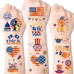 JCFIRE 4th of July Decorations, 100 PCS Temporary Tattoos for Kids Adults, Patriotic Decorations, Fourth of July Accessories, Red White And Blue Party Supplies for Independence Day