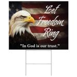 "Let Freedom Ring 18"x14" Yard Sign with 15" H-Stake - Patriotic American Inspirational All-Weather Corrugated Plastic, Double-Sided Design Lawn Ornament Décor