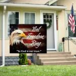 "Let Freedom Ring 18"x14" Yard Sign with 15" H-Stake - Patriotic American Inspirational All-Weather Corrugated Plastic, Double-Sided Design Lawn Ornament Décor