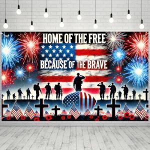 BlissYard Memorial Day Party Background Banner America Independence Day Backdrop 71 x 43 Inch Patriotic National Holiday 4th of July Veterans Day Memorial Day Indoor Outdoor Supplies