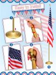 Threan 2 Sets Indoor Telescoping Flag Pole with Base Gold Ball Top Stainless Steel Telescoping Flagpole for Office(Flag Not Included)(6.56 Ft)