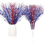 Giegxin 32 Pack Labor Day Tables Centerpieces Red White Blue Patriotic Berry Stem Picks for Vase, 17 Inches Artificial Floral Picks for 4th of July Memorial Day Decoration, Glittery Branches Ornament