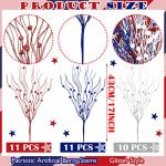 Giegxin 32 Pack Labor Day Tables Centerpieces Red White Blue Patriotic Berry Stem Picks for Vase, 17 Inches Artificial Floral Picks for 4th of July Memorial Day Decoration, Glittery Branches Ornament