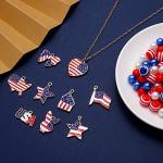 209PCS 4th of July Patriotic Beads Charms for Jewelry Making Enamel American Flag Star Charms Red Blue Acrylic Pearl Beads for DIY Independence Day Necklace Bracelets (Flag Color (209PCS))