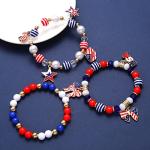 209PCS 4th of July Patriotic Beads Charms for Jewelry Making Enamel American Flag Star Charms Red Blue Acrylic Pearl Beads for DIY Independence Day Necklace Bracelets (Flag Color (209PCS))