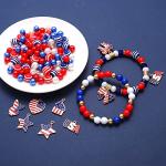 209PCS 4th of July Patriotic Beads Charms for Jewelry Making Enamel American Flag Star Charms Red Blue Acrylic Pearl Beads for DIY Independence Day Necklace Bracelets (Flag Color (209PCS))