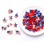209PCS 4th of July Patriotic Beads Charms for Jewelry Making Enamel American Flag Star Charms Red Blue Acrylic Pearl Beads for DIY Independence Day Necklace Bracelets (Flag Color (209PCS))
