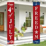 4th of July Decorations Patriotic Decorations Red White and Blue Banner Outdoor Hanging American Flag Porch Decor for Fourth of July Veterans Labor Memorial Presidents Flag Election Day