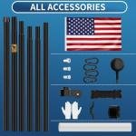 FFILY 11 Gauge Heavy Duty Flag Pole, 30 FT 45K PSI & 95 HBW Hard Aerospace Aluminum Flagpole, Unbending 120MPH Wind Resistance, In-Ground Flagpole Kit for Outside House