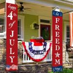 4th of July Decorations Patriotic Decorations Red White and Blue Banner Outdoor Hanging American Flag Porch Decor for Fourth of July Veterans Labor Memorial Presidents Flag Election Day