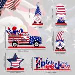 APUDWN 6 PCS Patriotic Table Decor Patriot Day Table Decorations Wooden Rustic American Decor Gnom Veterans Day Signs for Labor Day National Aviation Day Farmhouse Home Table Topper Decoration ﻿