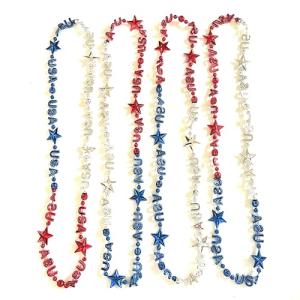 Robbstark 4th of July Independence Day Bead Necklaces Red, White and Blue Accessories Patriotic Party Jewelry (12pcs)