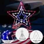 4th of July Patriotic Decorations, Red White and Blue Memorial Day Decor Star Lights, Timer 14.2In Iron Frame 70Led Fairy Star Lights, 8 Mode with Remote Window Wall Silhouette for Home