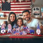 APUDWN 6 PCS Patriotic Table Decor Patriot Day Table Decorations Wooden Rustic American Decor Gnom Veterans Day Signs for Labor Day National Aviation Day Farmhouse Home Table Topper Decoration ﻿