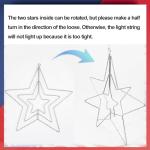 4th of July Patriotic Decorations, Red White and Blue Memorial Day Decor Star Lights, Timer 14.2In Iron Frame 70Led Fairy Star Lights, 8 Mode with Remote Window Wall Silhouette for Home