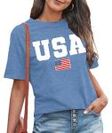 MAIHUN American Flag Shirts for Women 4th of July T-Shirt USA Print Patriotic Shirt Stars and Stripes Tees