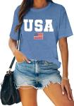 MAIHUN American Flag Shirts for Women 4th of July T-Shirt USA Print Patriotic Shirt Stars and Stripes Tees