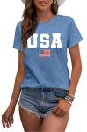 MAIHUN American Flag Shirts for Women 4th of July T-Shirt USA Print Patriotic Shirt Stars and Stripes Tees